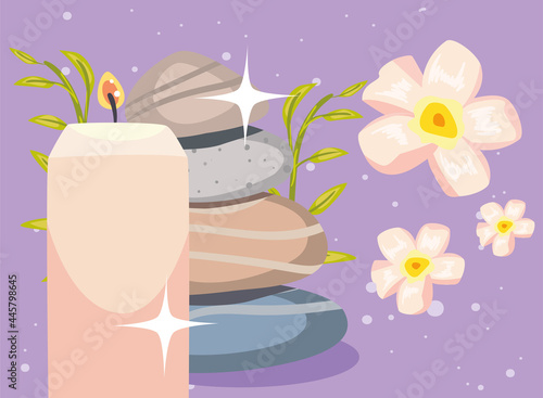 stones and scented candle