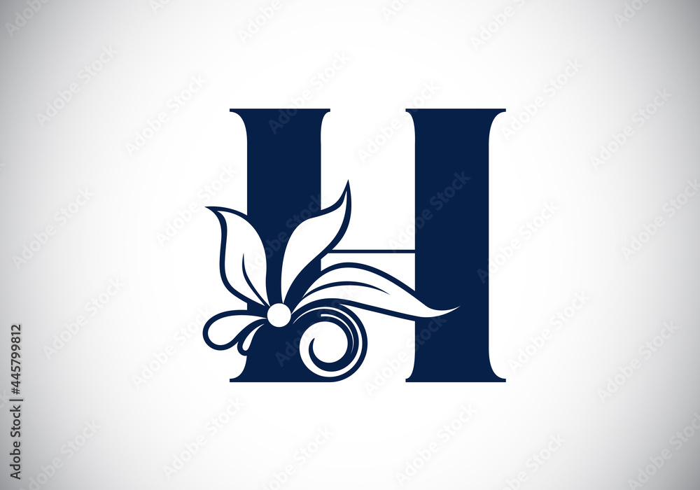 Floral monogram letter H. Initial alphabet with botanical elements. Font emblem. Vector illustration for wedding invitations, greeting cards, logos, posters, and other designs. Floral monogram letter H. Initial alphabet with botanical elements. Font emblem. Vector illustration for wedding invitations, greeting cards, logos, posters, and other designs.