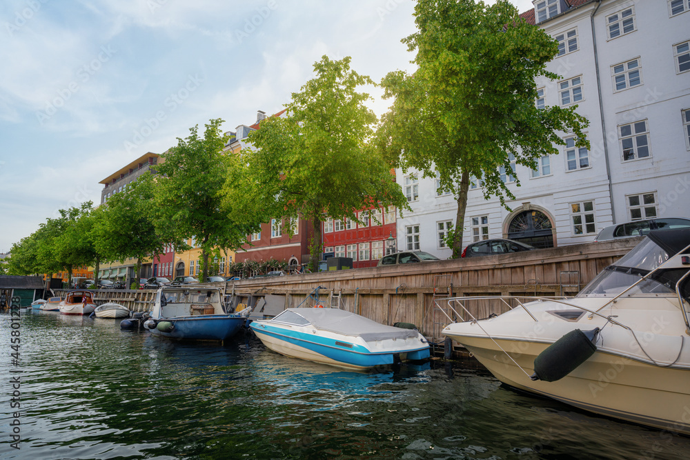 Canal and boats in Christianshavn - Copenhagen, Denmark