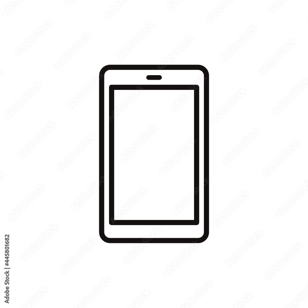 シンプルなスマートフォンの白黒細線アイコン/白背景 シンプルなスマートフォンの白黒細線アイコン/白背景