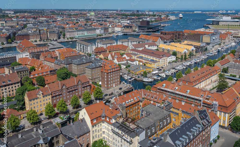 Aerial view of Copenhagen City and canals - Copenhagen, Denmark