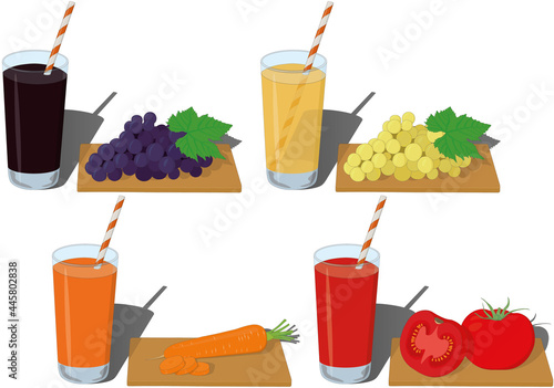 Glass of fresh fruit and vegetable juice  vector illustration