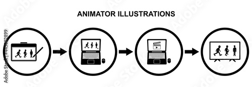 animator working illustrations vector icon