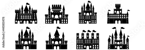 castle icon set vector sign symbol