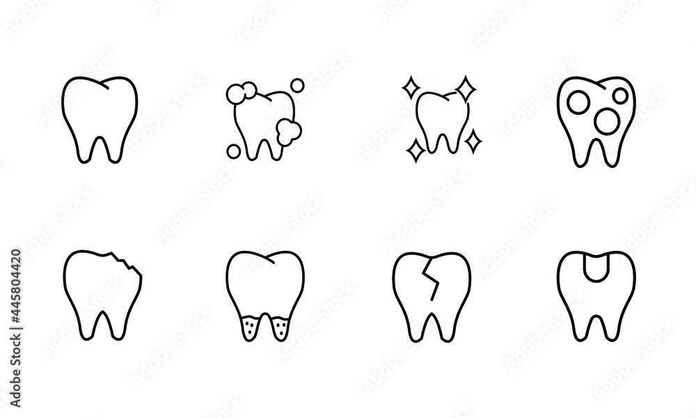 set of teeth icons. Dental line icon set, Stomatology symbols
