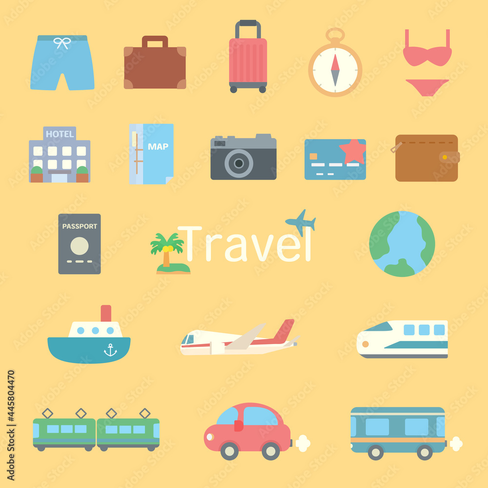 シンプルでかわいいtravelのアイコンセット Stock Vektorgrafik Adobe Stock