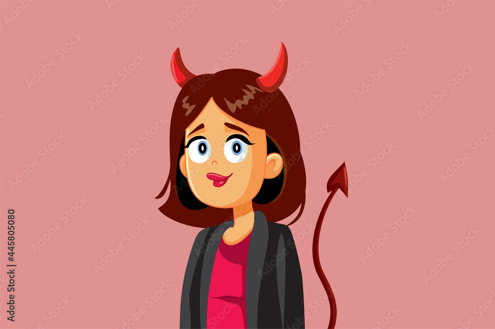 Evil Devil Businesswoman Vector Cartoon Illustration Evil Devil Businesswoman Vector Cartoon Illustration