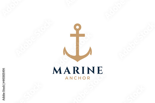 Letter T monogram, Anchor logotype. Logo of yacht club, maritime emblem.