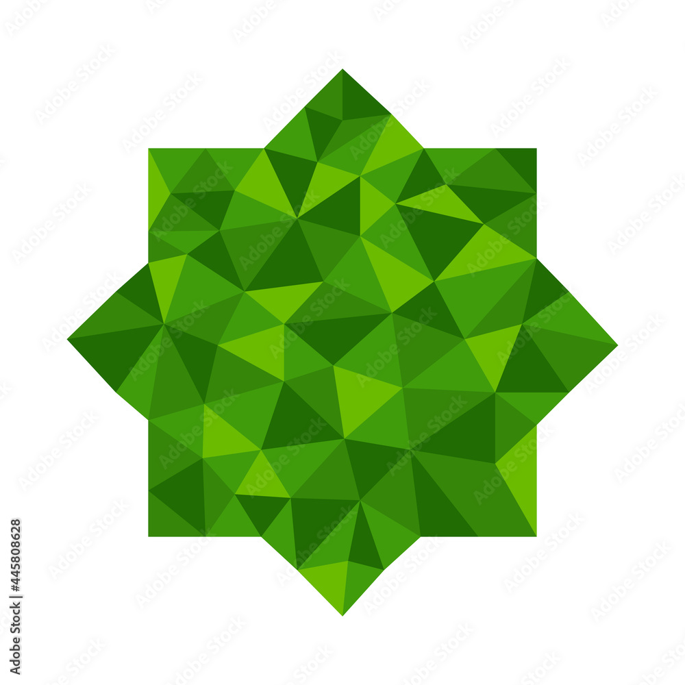 Polygonal geometric crystal octagon suitable for islamic logo, symbol, background, best award.
