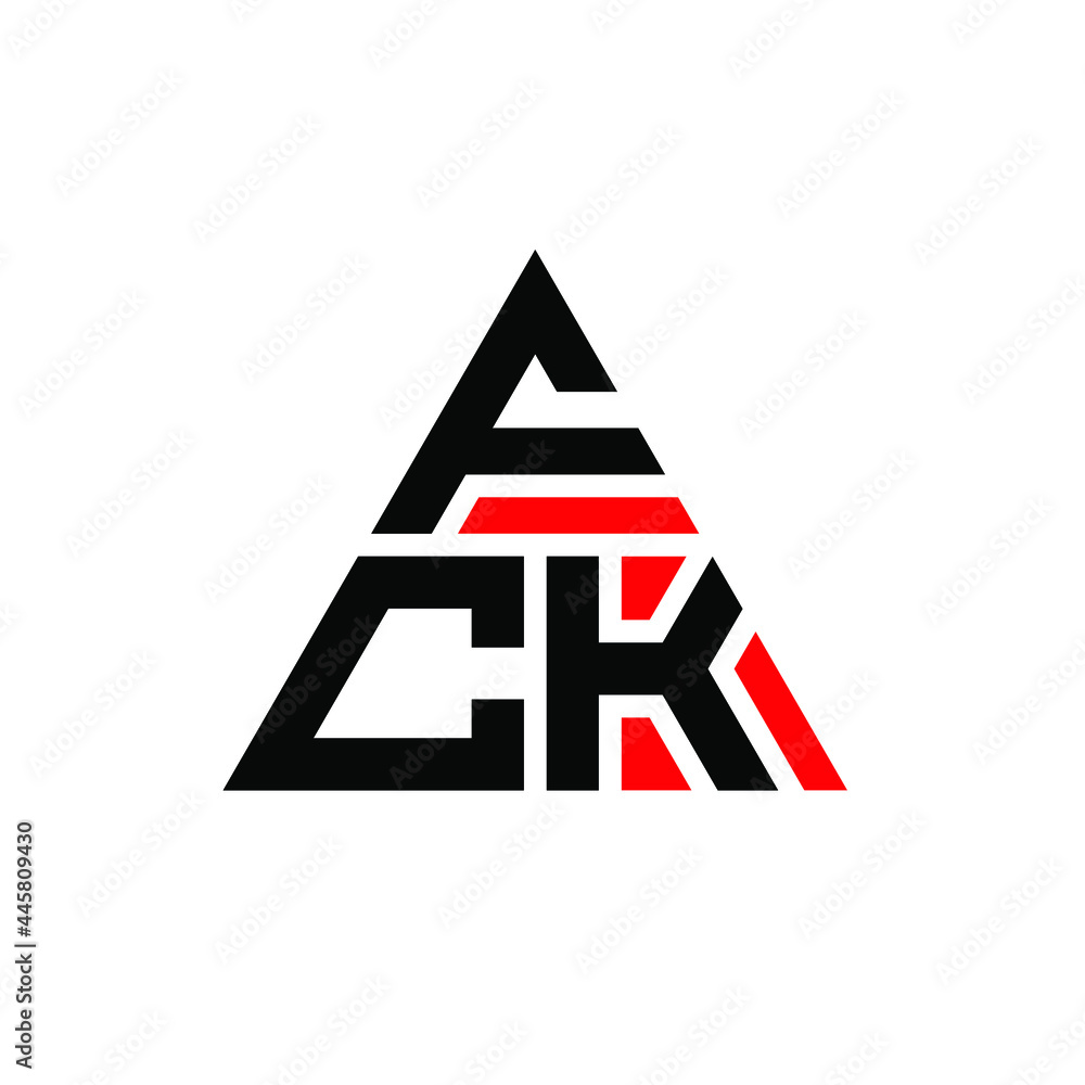 FCK triangle letter logo design with triangle shape. FCK triangle logo design monogram. FCK triangle vector logo template with red color. FCK triangular logo Simple, Elegant, and Luxurious Logo. FCK 