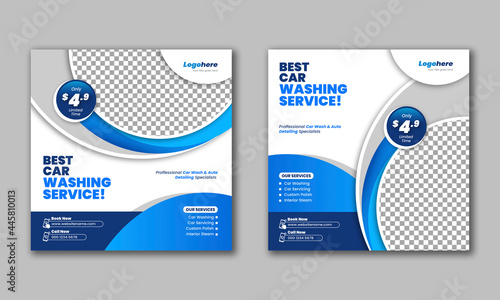 Car Wash Social Media Post Vector Template