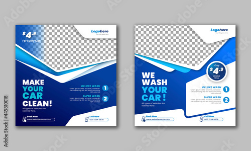 Car Wash Social Media Post Vector Template
