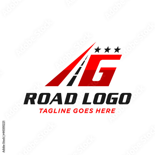 highway asphalt illustration logo design letter G