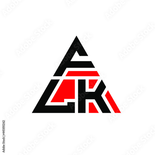 FLK triangle letter logo design with triangle shape. FLK triangle logo design monogram. FLK triangle vector logo template with red color. FLK triangular logo Simple, Elegant, and Luxurious Logo. FLK  photo