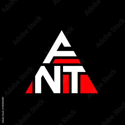 FNT triangle letter logo design with triangle shape. FNT triangle logo design monogram. FNT triangle vector logo template with red color. FNT triangular logo Simple, Elegant, and Luxurious Logo. FNT  photo