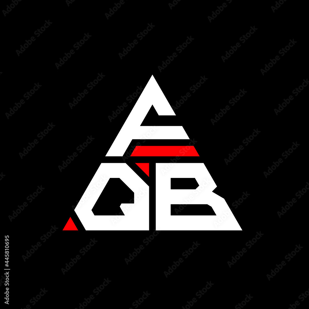 FQB triangle letter logo design with triangle shape. FQB triangle logo design monogram. FQB triangle vector logo template with red color. FQB triangular logo Simple, Elegant, and Luxurious Logo. FQB 