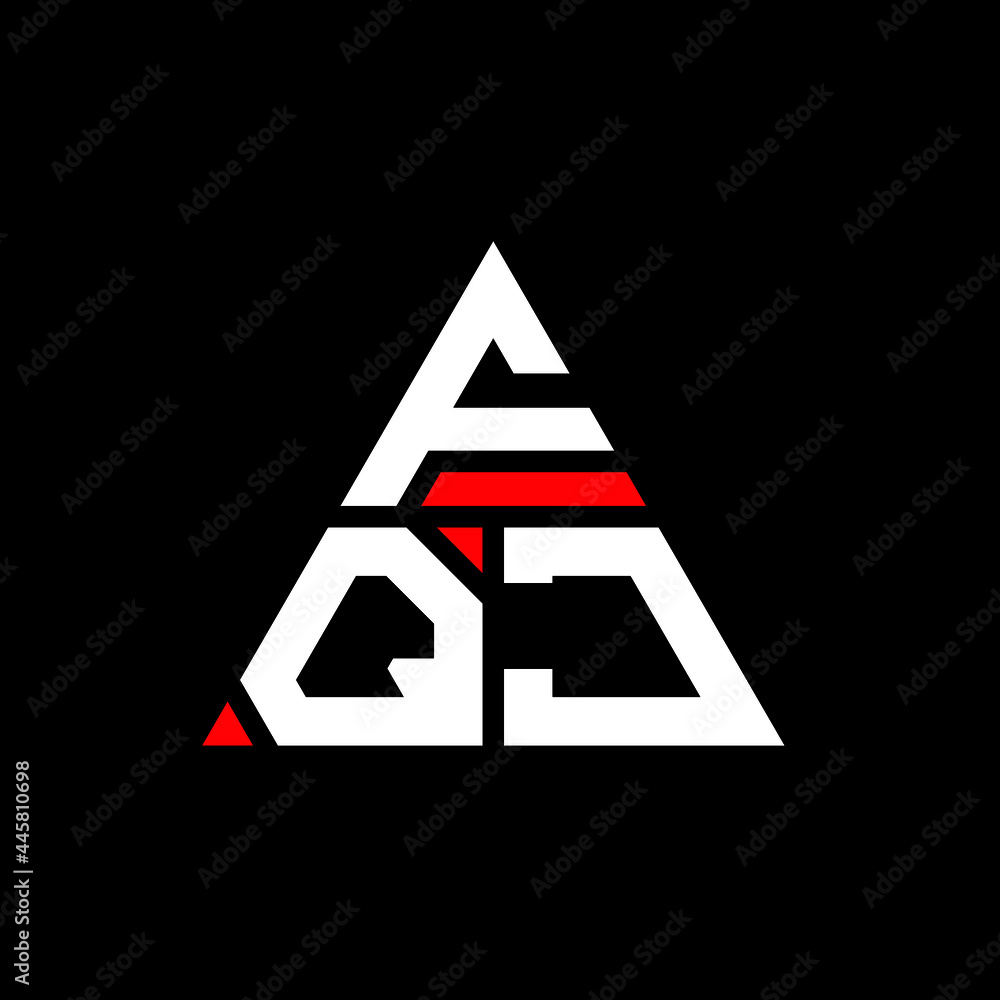 FQJ triangle letter logo design with triangle shape. FQJ triangle logo design monogram. FQJ triangle vector logo template with red color. FQJ triangular logo Simple, Elegant, and Luxurious Logo. FQJ 