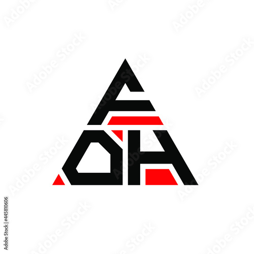 FOH triangle letter logo design with triangle shape. FOH triangle logo design monogram. FOH triangle vector logo template with red color. FOH triangular logo Simple, Elegant, and Luxurious Logo. FOH 