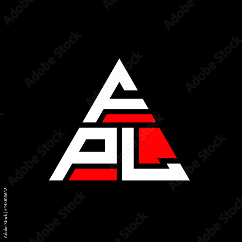 FPL triangle letter logo design with triangle shape. FPL triangle logo design monogram. FPL triangle vector logo template with red color. FPL triangular logo Simple, Elegant, and Luxurious Logo. FPL  photo