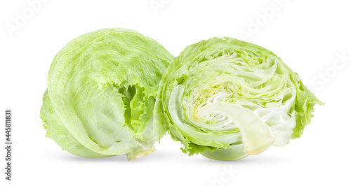 Green Iceberg lettuce on White
