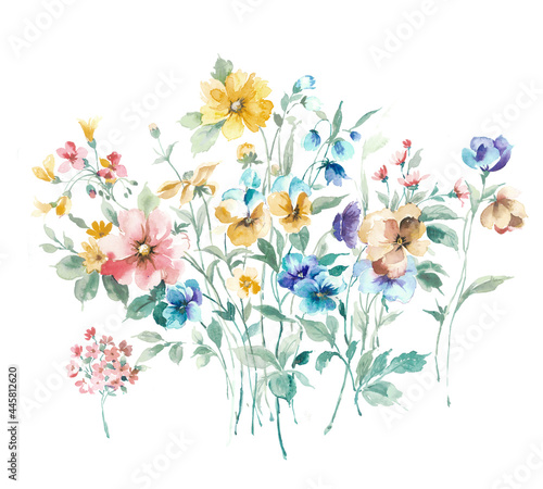 Wallpaper Mural Flowers watercolor illustration.Manual composition.Big Set watercolor elements，Design for textile, wallpapers，Element for design,Greeting card Torontodigital.ca