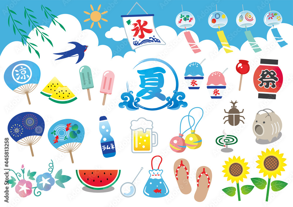 日本の夏 イラスト素材セット 日本の夏 イラスト素材セット