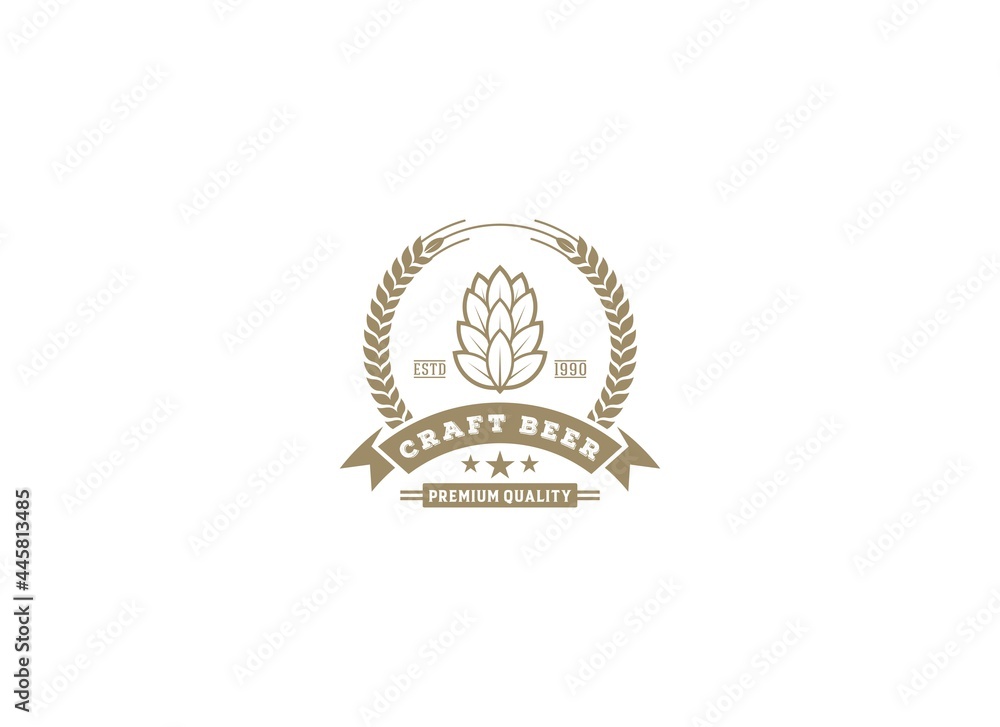 Brewery label logo design vector in white background Brewery label logo design vector in white background