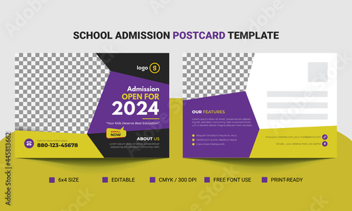 admission open promotional postcard template