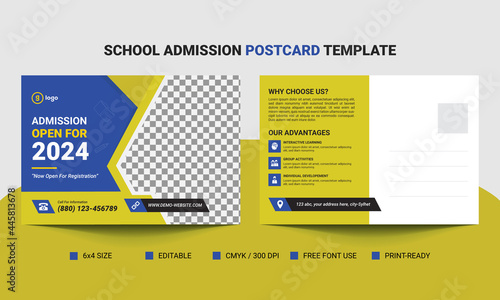 kids back to school postcard template