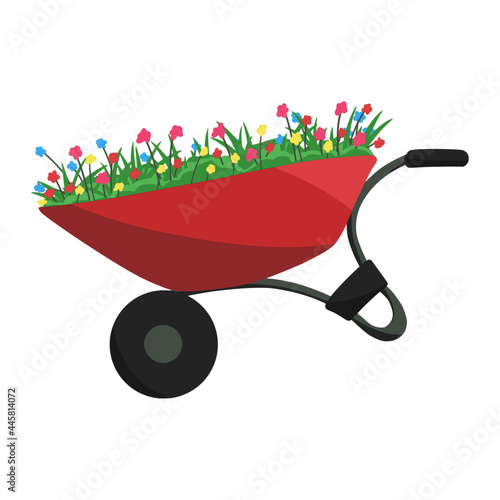 wheelbarrow in spring color illustration