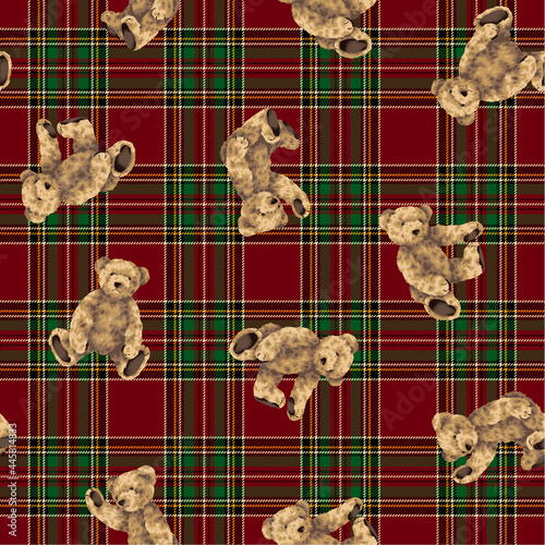 Seamless pattern of cute bear illustration,