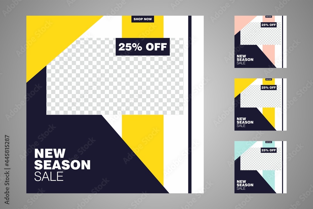 New set of editable minimal banner templates. Suitable for social media posts and web or internet ads. Vector illustration with photo college. New set of editable minimal banner templates. Suitable for social media posts and web or internet ads. Vector illustration with photo college.