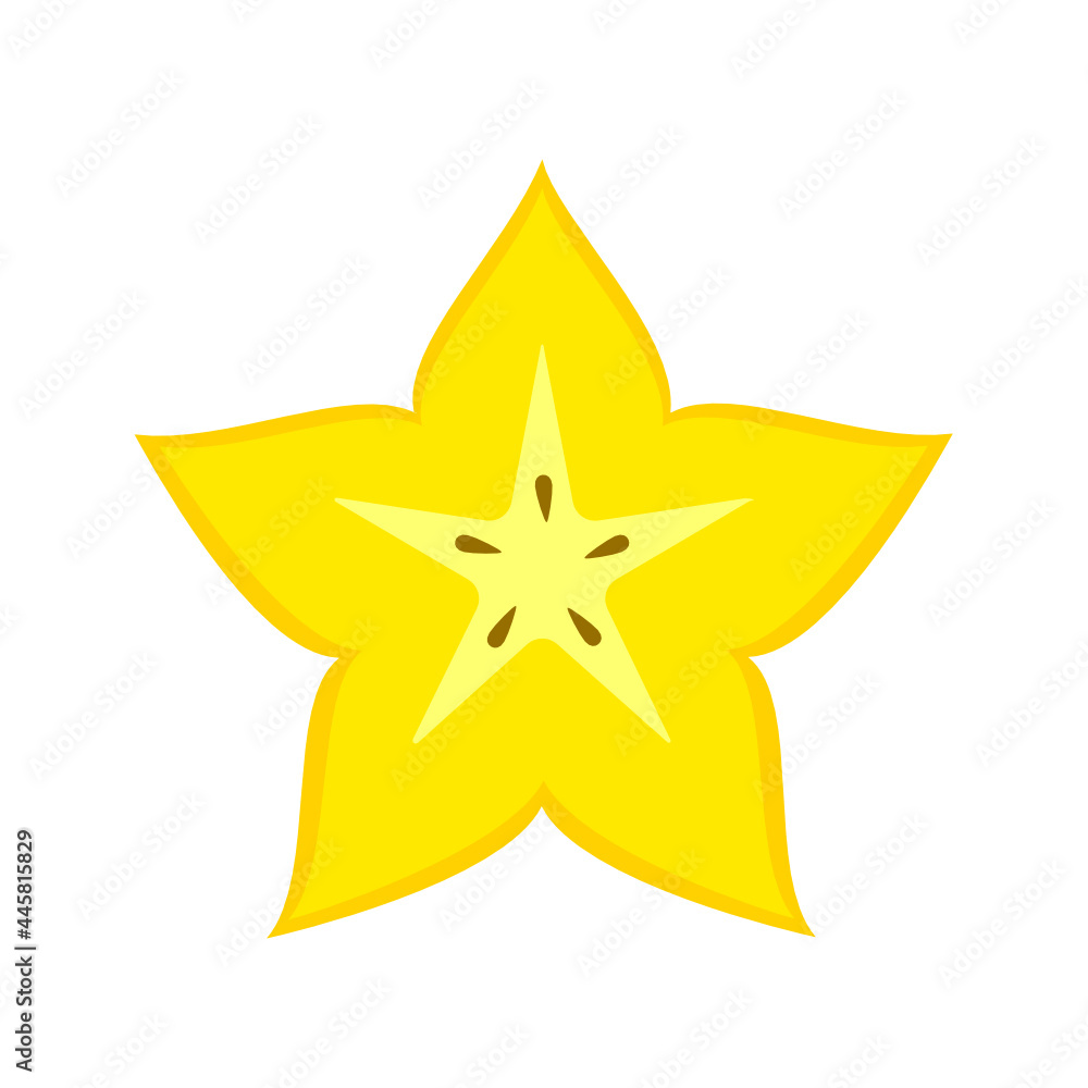 starfruit in half illustration icon vector, fruit illustration starfruit in half illustration icon vector, fruit illustration