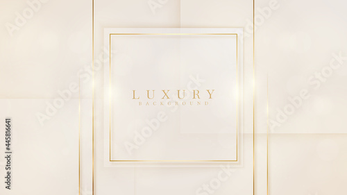Golden line luxury on cream pastel color background, Illustration from vector about modern template design that feels precious and expensive.