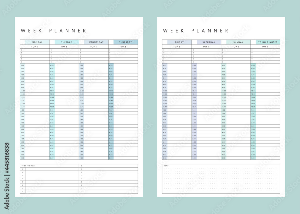 Paper & Party Supplies Vertical Timed Weekly A5 Planner Inserts Undated ...
