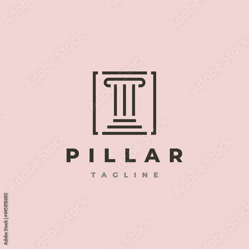 pillar firm logo vector symbol illustration design, law firm line art logo