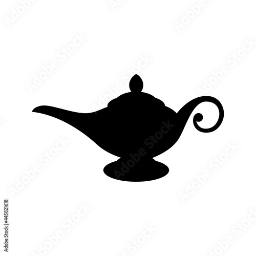 silhouette of alladin magic lamp vector isolated on white background photo