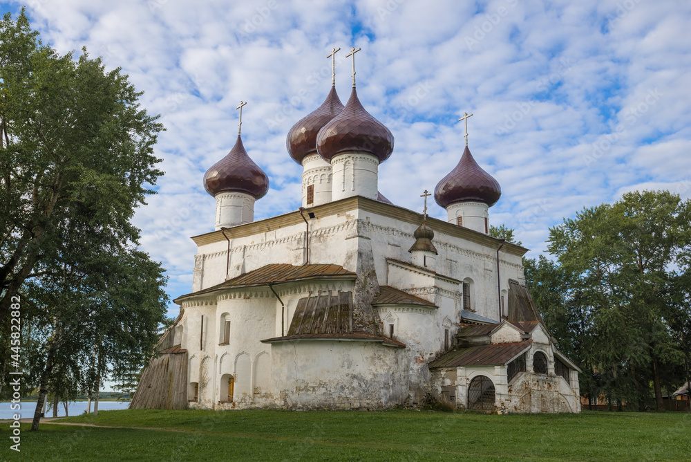 Ancient Cathedral of the Nativity of Christ on August morning. Kargopol, Arkhangelsk region. Russia