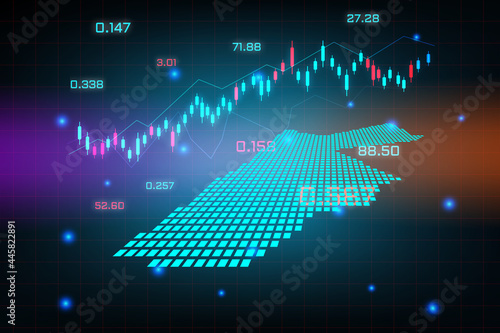 Stock market background or forex trading business graph chart for financial investment concept of Jordan map. business idea and technology innovation design.