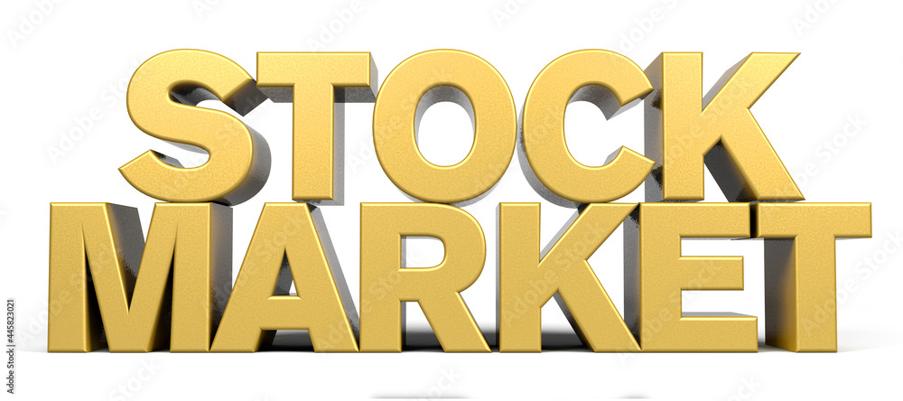 Stock Market word made from realistic gold isolated on white background. 3d illustration. Stock Market word made from realistic gold isolated on white background. 3d illustration.