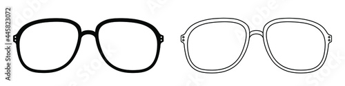 Glasses icon. Set of sunglasses icons. Vector illustration. Sunglasses vector icons. Black linear glasses icons