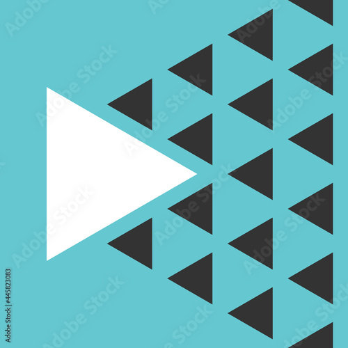 One unique big white triangle vs many small black ones. Uniqueness, courage, power, individuality and innovation concept. Flat design. EPS 8 vector illustration, no transparency, no gradients