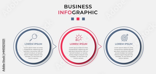 Vector Infographic design illustration business template with icons and 3 options or steps. Can be used for process diagram, presentations, workflow layout, banner, flow chart, info graph