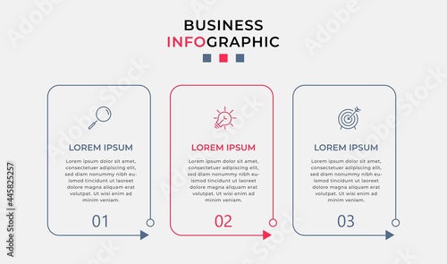 Vector Infographic design illustration business template with icons and 3 options or steps. Can be used for process diagram, presentations, workflow layout, banner, flow chart, info graph