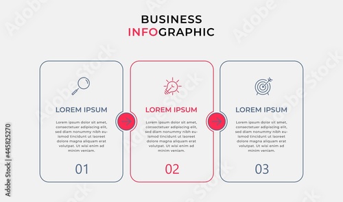 Vector Infographic design illustration business template with icons and 3 options or steps. Can be used for process diagram, presentations, workflow layout, banner, flow chart, info graph