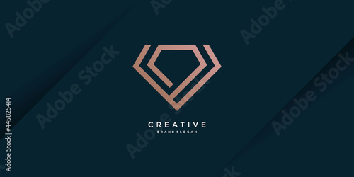 Diamond logo template with creative line concept Premium Vector part 7