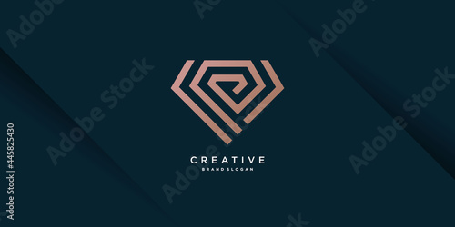 Diamond logo template with creative line concept Premium Vector part 8