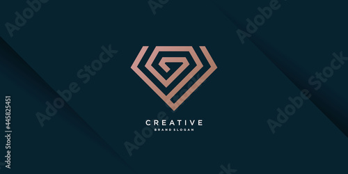 Diamond logo template with creative line concept Premium Vector part 10