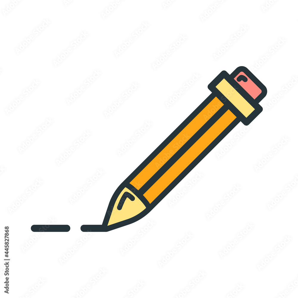 Pencil document icon, educational institution process, back to school outline flat vector illustration, isolated on white. Concept supplies symbol. Pencil document icon, educational institution process, back to school outline flat vector illustration, isolated on white. Concept supplies symbol.