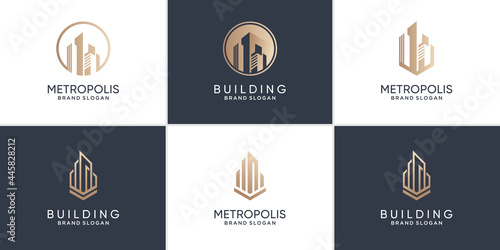 Set of building logo collection for real estate, building, or rent company Premium Vector